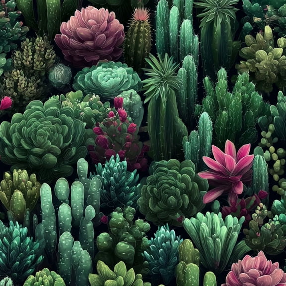 Peel and Stick Wallpaper Vibrant Succulent Cactus Garden Pink Green Hues Wall Mural 23.6in x 9.8ft Self Adhesive Removable Wall Paper Renter Friendly Wallpaper for Nursery Bedroom Cabinets