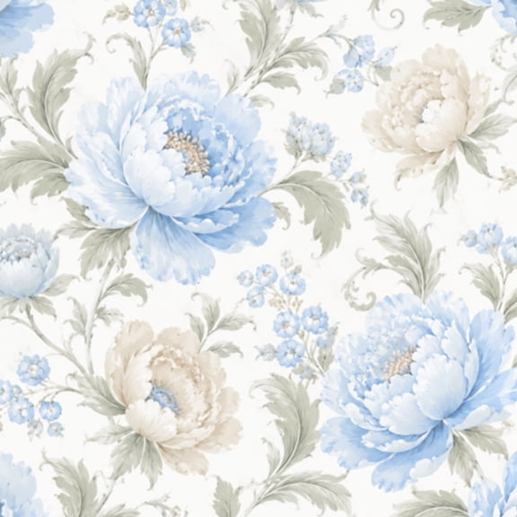 Peel and Stick Wallpaper Vintage Blue Floral Roses Leaves Light Wall Mural 17.7in x 9.8ft Self Adhesive Removable Wall Paper Renter Friendly Wallpaper for Nursery Bedroom Cabinets