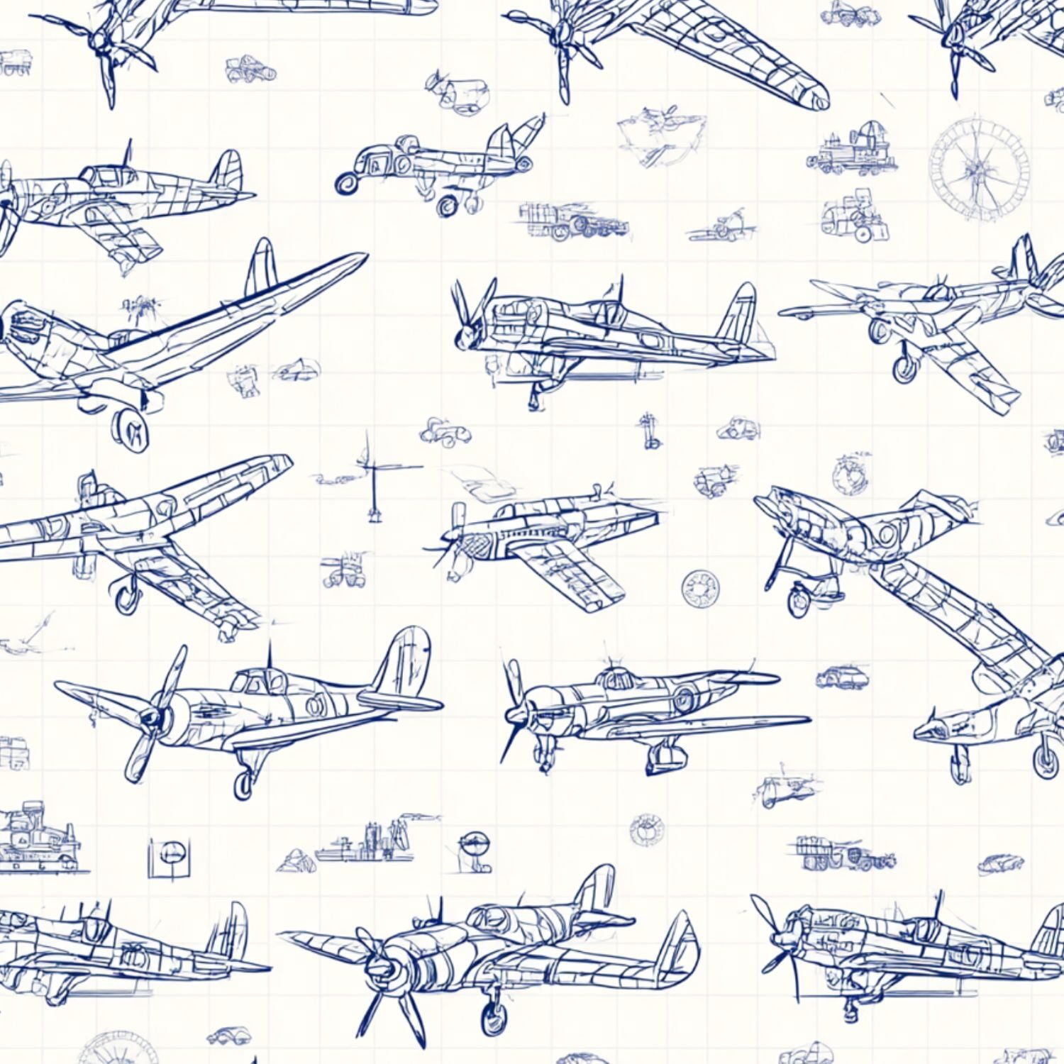 Peel and Stick Wallpaper Vintage Blueprint Airplanes Technical Wall Mural 23.6in x 9.8ft Self Adhesive Removable Wall Paper Renter Friendly Wallpaper for Nursery Bedroom Cabinets