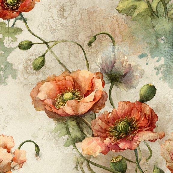 Peel and Stick Wallpaper Vintage Botanical Art Ink Watercolor Wallpaper for Nursery Bedroom 17.7in x 9.8ft Floral Contact Paper for Cabinets Drawers Removable Wall Paper