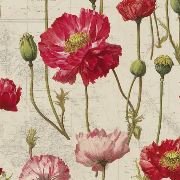 Peel and Stick Wallpaper Vintage Botanical Art Print Antique Map Wallpaper for Nursery Bedroom 17.7in x 9.8ft Floral Contact Paper for Cabinets Drawers Removable Wall Paper