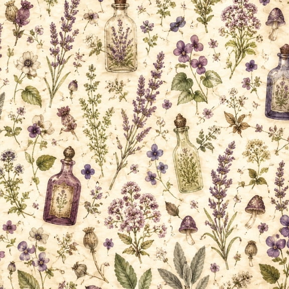 Peel and Stick Wallpaper Vintage Botanical Flowers Herbs Apothecary Bottles 17.7in x 118in Contact Paper Removable Self Adhesive Wall Mural Wall Decor for Bedroom Kitchen Cabinets