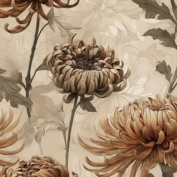 Peel and Stick Wallpaper Vintage Chrysanthemum Floral Earthy Tones Wall Mural 17.7in x 9.8ft Self Adhesive Removable Wall Paper Renter Friendly Wallpaper for Nursery Bedroom Cabinets