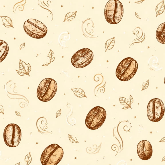 Peel and Stick Wallpaper Vintage Coffee Beans Leaves Decorative Swirls Beige Wall Mural 23.6in x 9.8ft Self Adhesive Removable Wall Paper Renter Friendly Wallpaper for Nursery Bedroom Cabinets