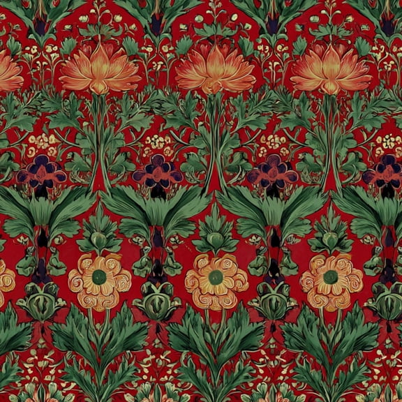 Peel and Stick Wallpaper Vintage Floral Bold Red Greenery Wall Mural 23.6in x 9.8ft Self Adhesive Removable Wall Paper Renter Friendly Wallpaper for Bedroom Livingroom