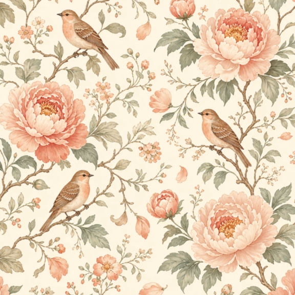 Peel and Stick Wallpaper Vintage Floral Botanical Animal Prints Nature Bird Wall Mural 23.6in x 9.8ft Self Adhesive Removable Wall Paper Renter Friendly Wallpaper for Nursery Bedroom Cabinets
