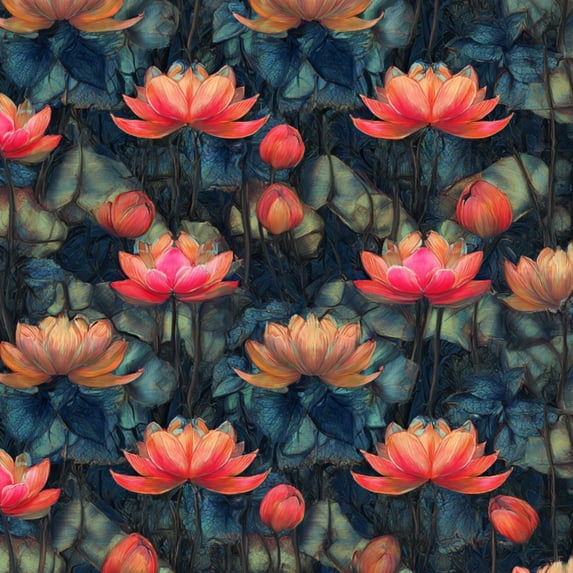 Peel and Stick Wallpaper Vintage Floral Orange Pink Flowers Dark Blue Wall Mural 17.7in x 9.8ft Self Adhesive Removable Wall Paper Renter Friendly Wallpaper for Nursery Bedroom Cabinets