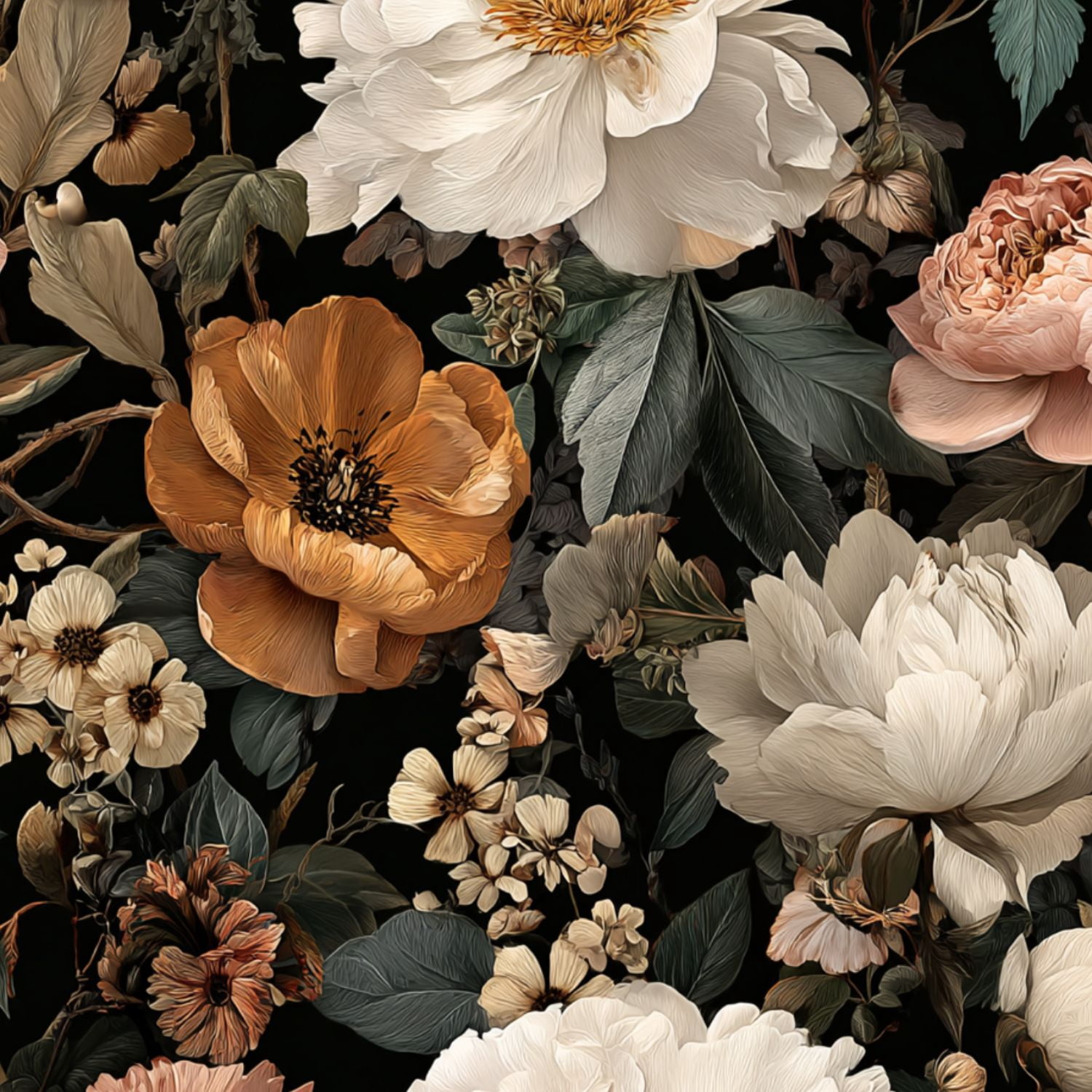 Peel and Stick Wallpaper Vintage Floral Peonies Blossoms Elegant Botanical Wall Mural 17.7in x 9.8ft Self Adhesive Removable Wall Paper Renter Friendly Wallpaper for Girls Women Bedroom Livingroom