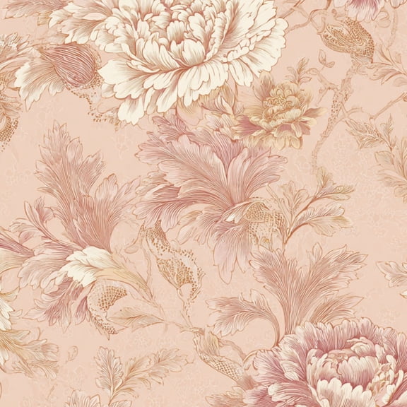 Peel and Stick Wallpaper Vintage Floral Peony Soft Blush Cream Tones Wall Mural 23.6in x 9.8ft Self Adhesive Removable Wall Paper Renter Friendly Wallpaper for Girls Women Bedroom Livingroom