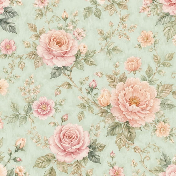 Peel and Stick Wallpaper Vintage Floral Pink Roses Light Blue 17.7in x 118in Contact Paper Removable Self Adhesive Wall Mural Wall Decor for Bedroom Kitchen Cabinets