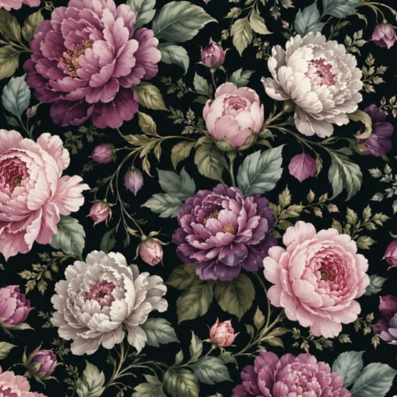 Peel and Stick Wallpaper Vintage Floral Rich Purple Pink White Roses Dark Wall Mural 17.7in x 9.8ft Self Adhesive Removable Wall Paper Renter Friendly Wallpaper for Nursery Bedroom Cabinets
