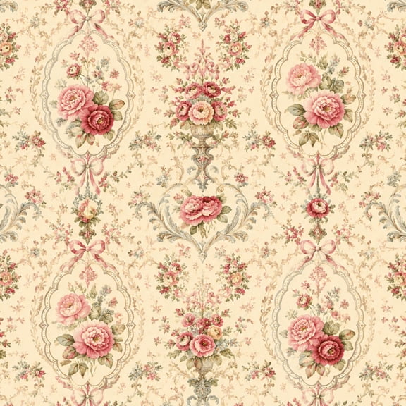 Peel and Stick Wallpaper Vintage Floral Roses Ornate Motifs Beige 24in x 118in Contact Paper Removable Self Adhesive Wall Mural Wall Decor for Bedroom Kitchen Cabinets