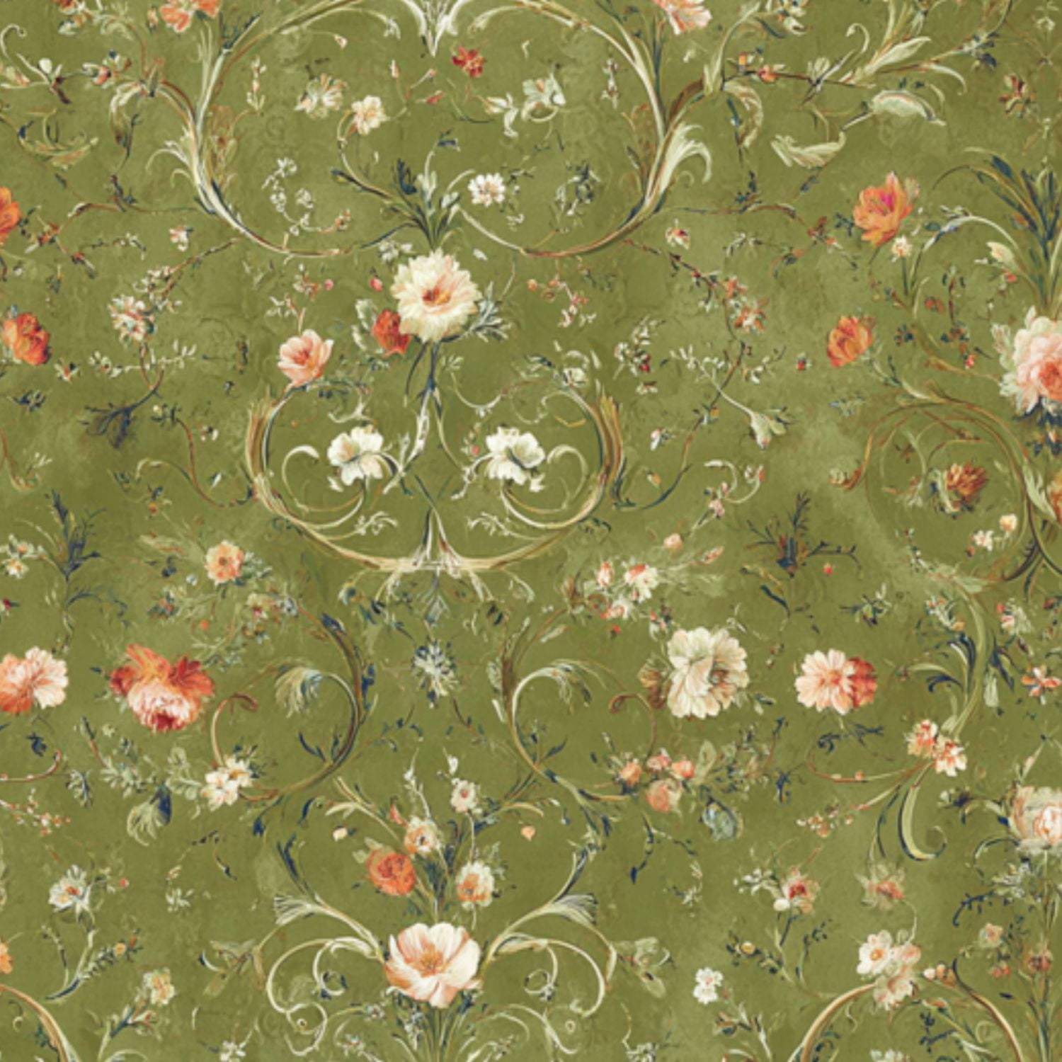 Peel and Stick Wallpaper Vintage Floral Soft Green Delicate Blooms Wall Mural 17.7in x 9.8ft Self Adhesive Removable Wall Paper Renter Friendly Wallpaper for Nursery Bedroom Cabinets