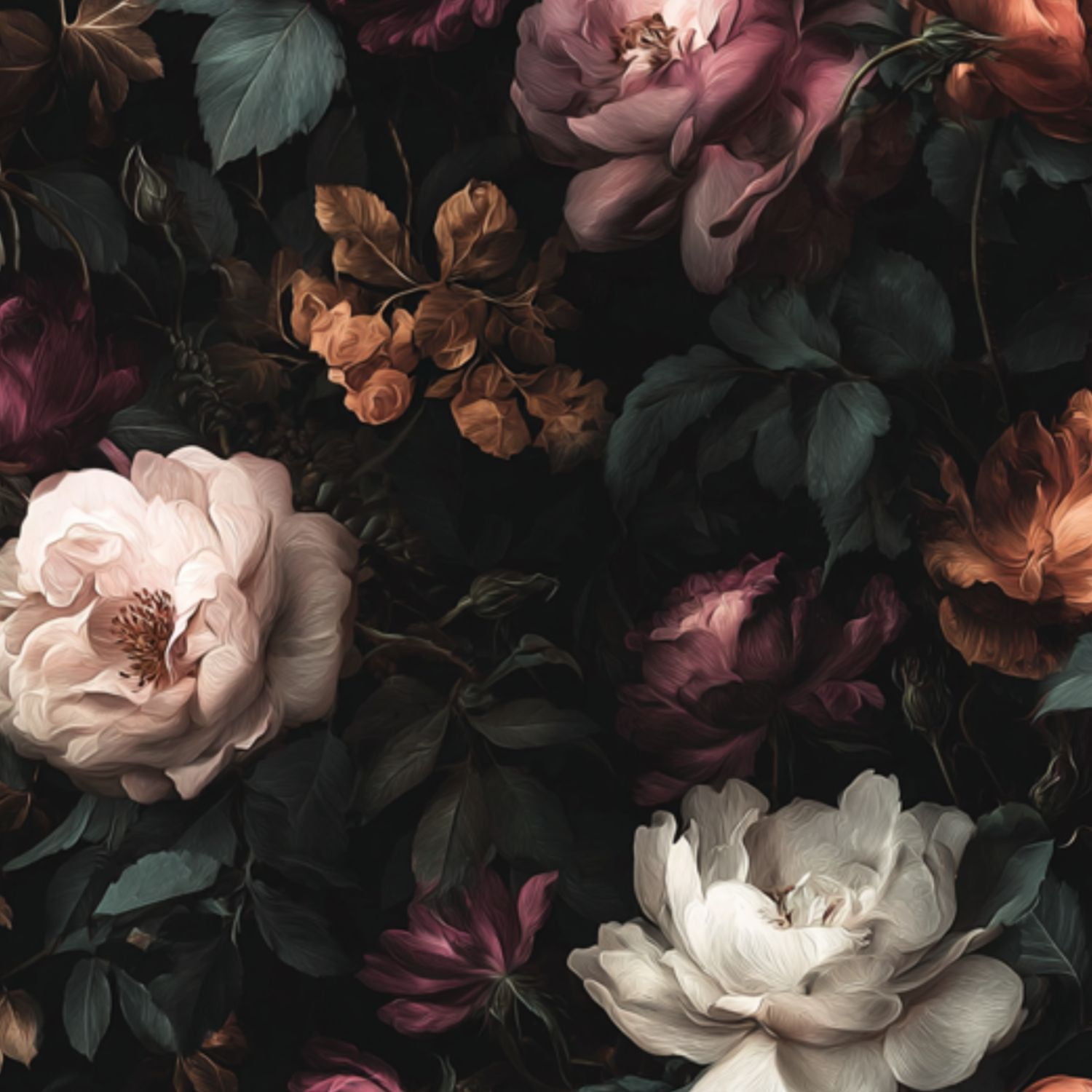 Peel and Stick Wallpaper Vintage Floral Soft Roses Dark Leaves Wall Mural 17.7in x 9.8ft Self Adhesive Removable Wall Paper Renter Friendly Wallpaper for Nursery Kitchen Bedroom Cabinets