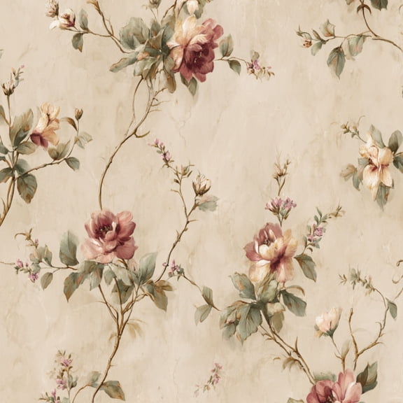 Peel and Stick Wallpaper Vintage Floral Vine Roses Lavender Ivy Spring Decor Wall Mural 17.7in x 9.8ft Self Adhesive Removable Wall Paper Renter Friendly Wallpaper for Nursery Bedroom Cabinets