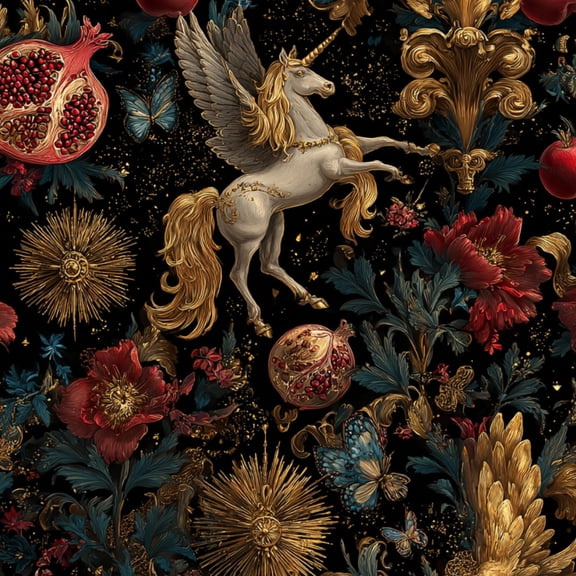 Peel and Stick Wallpaper Vintage Floral Winged Pomegranates Red Flowers Wall Mural 17.7in x 9.8ft Waterproof Self Adhesive Wall Paper Contact Paper for Bedroom Walls Cabinet Locker