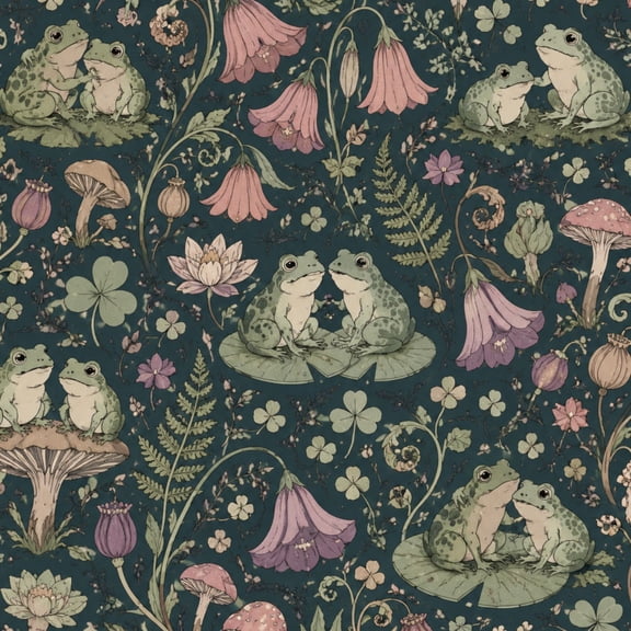 Peel and Stick Wallpaper Vintage Frog Wildflower Forest Dark Botanical Cottagecore Style 24in x 118in Contact Paper Removable Self Adhesive Wall Mural Wall Decor for Bedroom Kitchen Cabinets