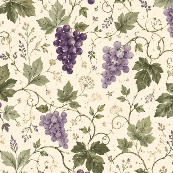 Peel and Stick Wallpaper Vintage Grape Vine Purple Grapes Green Leaves Wall Mural 17.7in x 9.8ft Self Adhesive Removable Wall Paper Renter Friendly Wallpaper for Nursery Bedroom Cabinets
