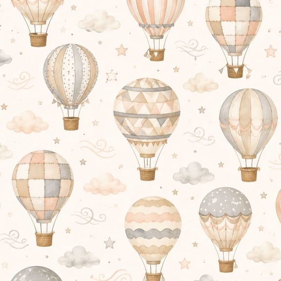 Peel and Stick Wallpaper Vintage Hot Air Balloon Soft Neutral Tones 17.7in x 118in Contact Paper Removable Self Adhesive Wall Mural Wall Decor for Bedroom Kitchen Cabinets