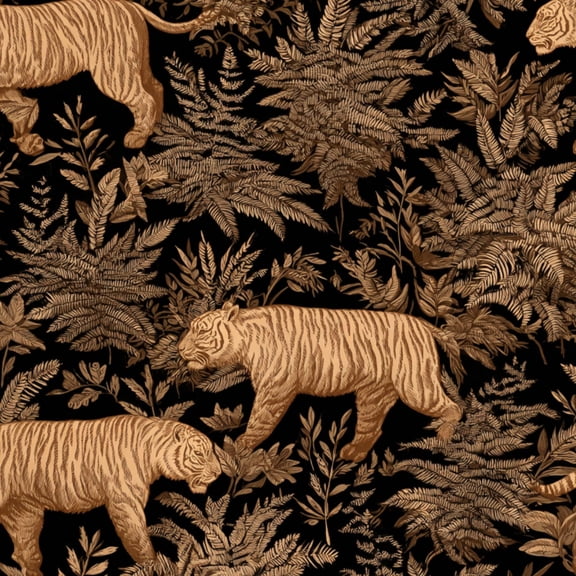 Peel and Stick Wallpaper Vintage Jungle Tiger Ferns Leaves 17.7in x 118in Contact Paper Removable Self Adhesive Wall Mural Wall Decor for Bedroom Kitchen Cabinets