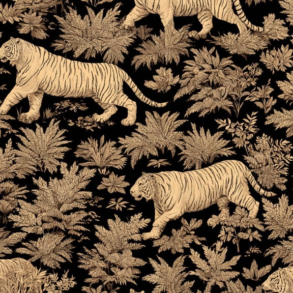 Peel and Stick Wallpaper Vintage Jungle Tiger Ferns Leaves Monochrome 24in x 118in Contact Paper Removable Self Adhesive Wall Mural Wall Decor for Bedroom Kitchen Cabinets