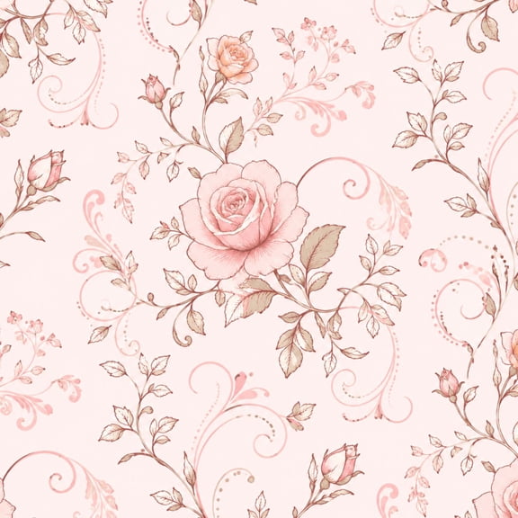 Peel and Stick Wallpaper Vintage Pink Rose Floral Elegant Swirls Pastel 17.7in x 118in Contact Paper Removable Self Adhesive Wall Mural Wall Decor for Bedroom Kitchen Cabinets