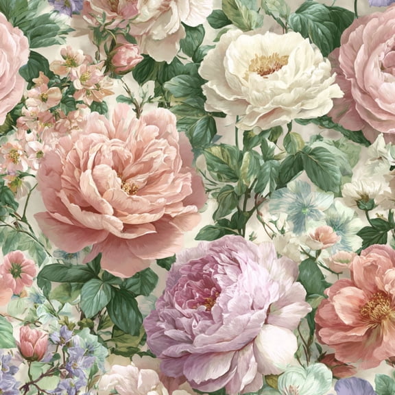Peel and Stick Wallpaper Vintage Romantic Peony Garden Flower Soft Pastel Colors 24in x 118in Contact Paper Removable Self Adhesive Wall Mural Wall Decor for Bedroom Kitchen Cabinets