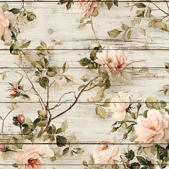 Peel and Stick Wallpaper Vintage Rose Floral Wooden Planks Soft Pink Blooms Wall Mural 23.6in x 9.8ft Self Adhesive Removable Wall Paper Renter Friendly Wallpaper for Nursery Bedroom Cabinets
