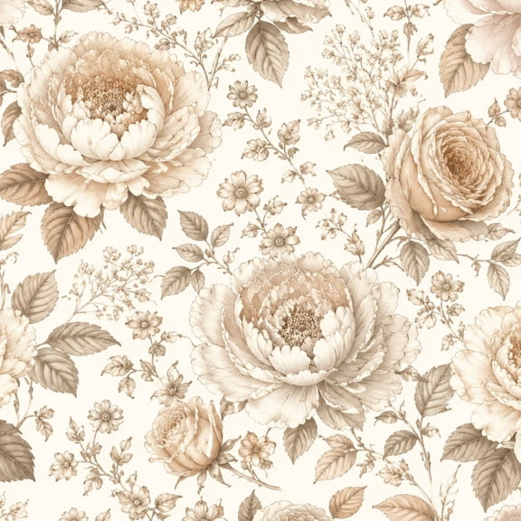 Peel and Stick Wallpaper Vintage Sepia Floral Detailed Flowers Leaves 24in x 118in Contact Paper Removable Self Adhesive Wall Mural Wall Decor for Bedroom Kitchen Cabinets