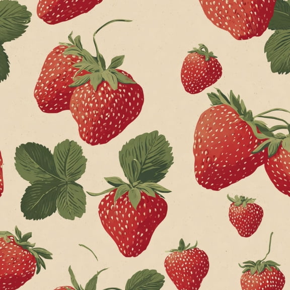 Peel and Stick Wallpaper Vintage Strawberry Red Berries Green Leaves Beige Wall Mural 23.6in x 9.8ft Self Adhesive Removable Wall Paper Renter Friendly Wallpaper for Bedroom Kitchen Bathroom