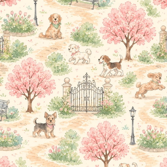 Peel and Stick Wallpaper Vintage Style Park Scene Dalmatians Spring Trees 17.7in x 118in Contact Paper Removable Self Adhesive Wall Mural Wall Decor for Bedroom Kitchen Cabinets