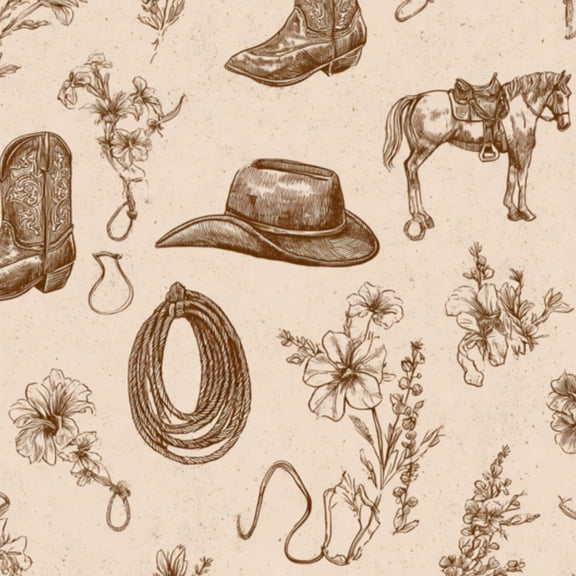 Peel and Stick Wallpaper Vintage Western Cowboy Hats Horses Boots Flowers 17.7in x 118in Contact Paper Removable Self Adhesive Wall Mural Wall Decor for Bedroom Kitchen Cabinets