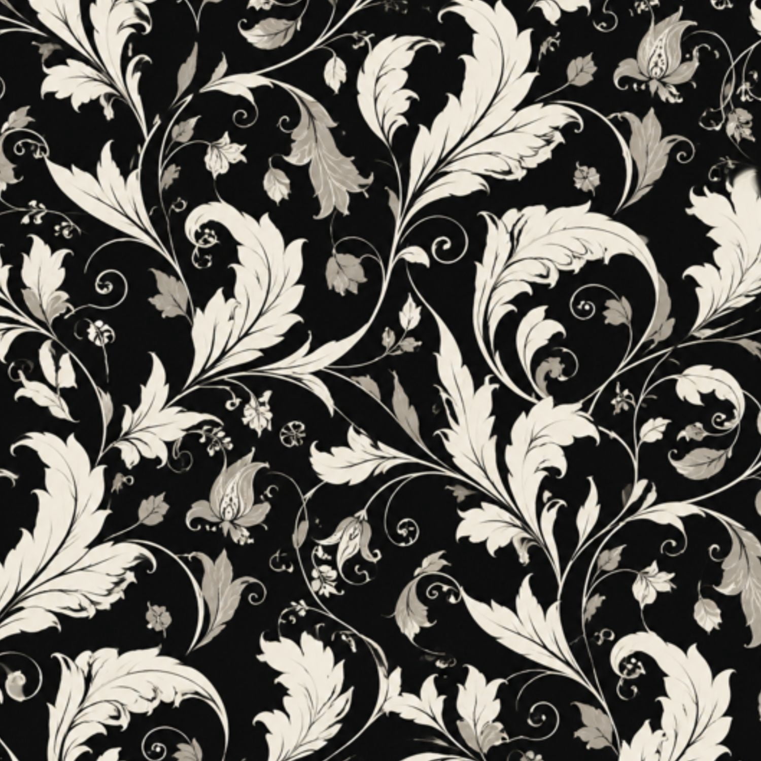 Peel and Stick Wallpaper Vintage black white floral seamless Monochro ...