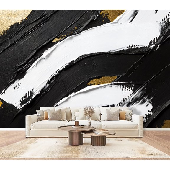 Peel and Stick Wallpaper Wall Murals Abstract Graffiti Black White Swirling 100"H x 144"W Removable PVC Wall Paper Self-Adhesive Wall Paintings Art Decor for Bedroom Living Room