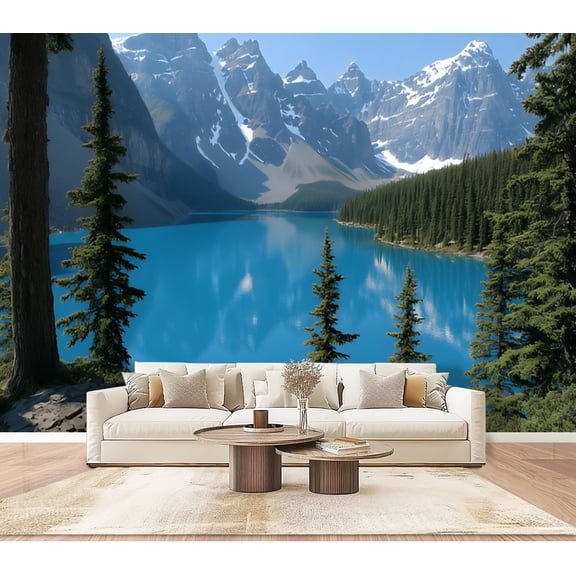 Peel and Stick Wallpaper Wall Murals Banff National Park Mountain Turquoise Lake 100"H x 144"W Removable PVC Wall Paper Self-Adhesive Wall Paintings Art Decor for Bedroom Living Room