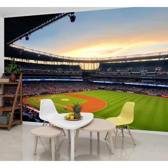 Peel and Stick Wallpaper Wall Murals Baseball Field Stadium Sport Games Grandstand 69"H x 96"W Removable Wall Paper Self-Adhesive Wall Decor for Bedroom Living Room Nursery