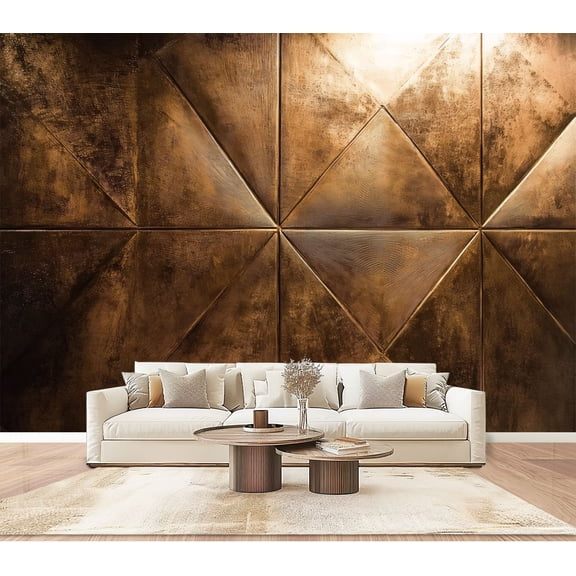 Peel and Stick Wallpaper Wall Murals Bronze 3D Wainscoting Panels Geometric Shapes 100"H x 144"W Removable PVC Wall Paper Self-Adhesive Wall Paintings Art Decor for Bedroom Living Room