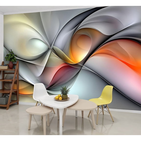 Peel and Stick Wallpaper Wall Murals Ethereal Illumination Flowing Lines Gradient 69"H x 96"W Removable Wall Paper Self-Adhesive Wall Decor for Bedroom Living Room Nursery