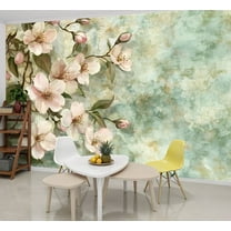 Peel and Stick Wallpaper Wall Murals Floral Flower Tree Modern Sage Green Decorative 69"H x 96"W Removable Wall Paper Self-Adhesive Wall Decor for Bedroom Living Room Nursery