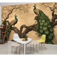 thumbnail image 1 of Peel and Stick Wallpaper Wall Murals Floral Vintage Green Peacock Bathroom Decor 69"H x 96"W Removable Wall Paper Self-Adhesive Wall Decor for Bedroom Living Room Nursery, 1 of 7