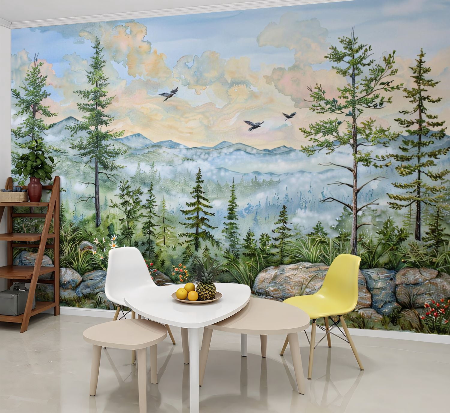 Peel and Stick Wallpaper Wall Murals Green Forest Woodland Nursery Room ...