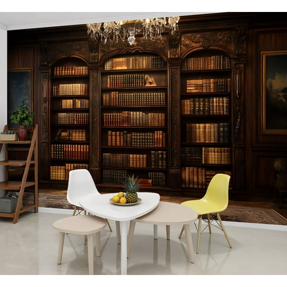 Peel and Stick Wallpaper Wall Murals Luxurious Faux Vintage Bookshelf Victorian Style 69"H x 96"W Removable Wall Paper Self-Adhesive Wall Decor for Bedroom Living Room Nursery