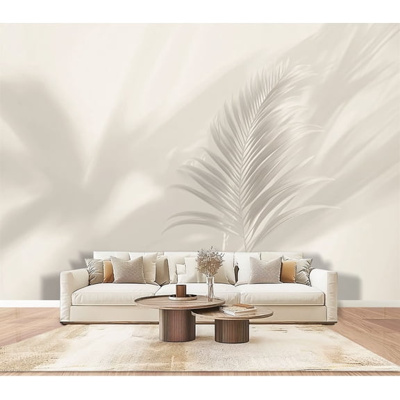 Peel and Stick Wallpaper Wall Murals Minimalist Palm Leaf Poster Natural Lighting 100"H x 144"W Removable PVC Wall Paper Self-Adhesive Wall Paintings Art Decor for Bedroom Living Room