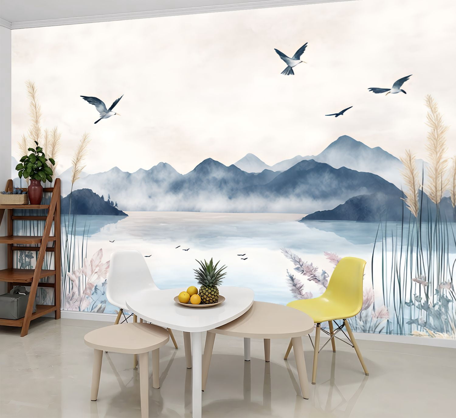 Peel and Stick Wallpaper Wall Murals Mountain Peak Lake Wall Mural Tall ...