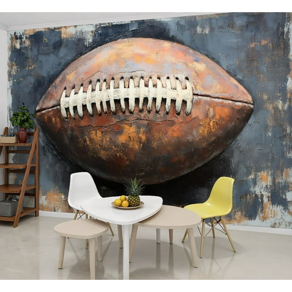 Peel and Stick Wallpaper Wall Murals Navy Blue Sports Football Sport Balls Laces 69"H x 96"W Removable Wall Paper Self-Adhesive Wall Decor for Bedroom Living Room Nursery