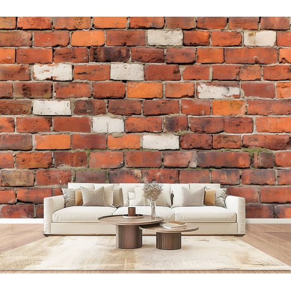Peel and Stick Wallpaper Wall Murals Red Brick Home Decoration Bricks White Masonry 100"H x 144"W Removable PVC Wall Paper Self-Adhesive Wall Paintings Art Decor for Bedroom Living Room