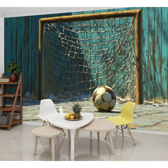 Peel and Stick Wallpaper Wall Murals Rustic Soccer Football Baseball Basketball Vintage 69"H x 96"W Removable Wall Paper Self-Adhesive Wall Decor for Bedroom Living Room Nursery