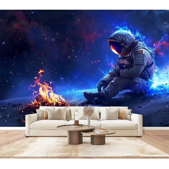 Peel and Stick Wallpaper Wall Murals Stellar Isolation Warmth Flame Vast 100"H x 144"W Removable PVC Wall Paper Self-Adhesive Wall Paintings Art Decor for Bedroom Living Room