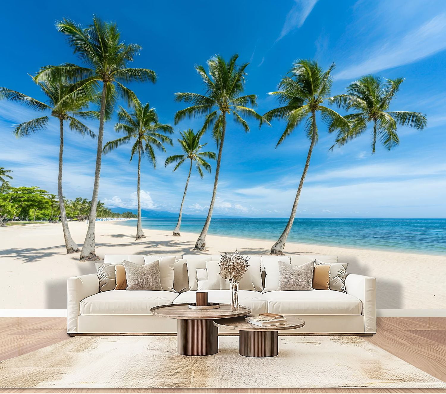 Peel and Stick Wallpaper Wall Murals Tropical Palm Sand Beach Palm ...