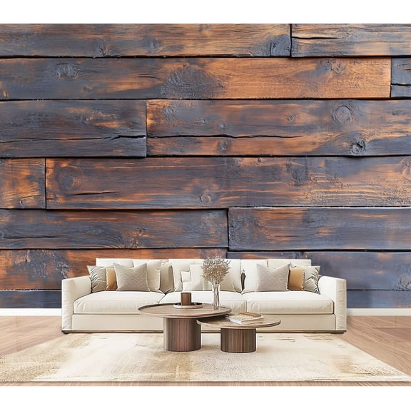 Peel and Stick Wallpaper Wall Murals Wood Distressed Wood Look Faux Wood Panels 100"H x 144"W Removable PVC Wall Paper Self-Adhesive Wall Paintings Art Decor for Bedroom Living Room